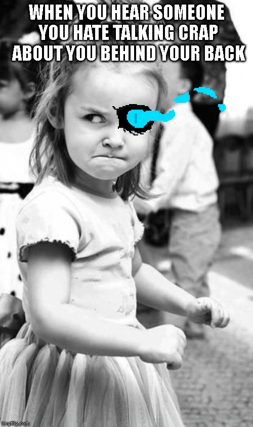 Angry Toddler Meme | WHEN YOU HEAR SOMEONE YOU HATE TALKING CRAP ABOUT YOU BEHIND YOUR BACK | image tagged in memes,angry toddler,your gonna have a bad time,sans,school | made w/ Imgflip meme maker