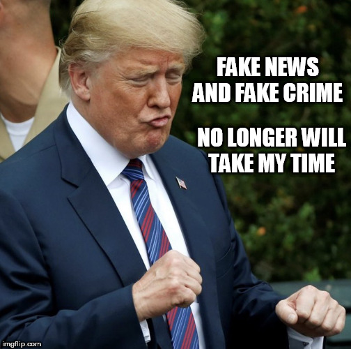 FAKE NEWS AND FAKE CRIME; NO LONGER WILL TAKE MY TIME | image tagged in q | made w/ Imgflip meme maker