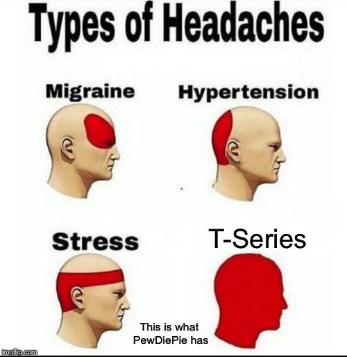 Types of Headaches meme | T-Series; This is what PewDiePie has | image tagged in types of headaches meme | made w/ Imgflip meme maker