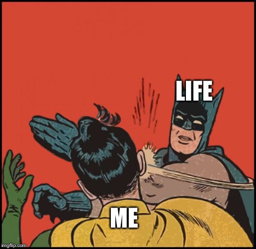 batman slapping robin no bubbles | LIFE; ME | image tagged in batman slapping robin no bubbles | made w/ Imgflip meme maker