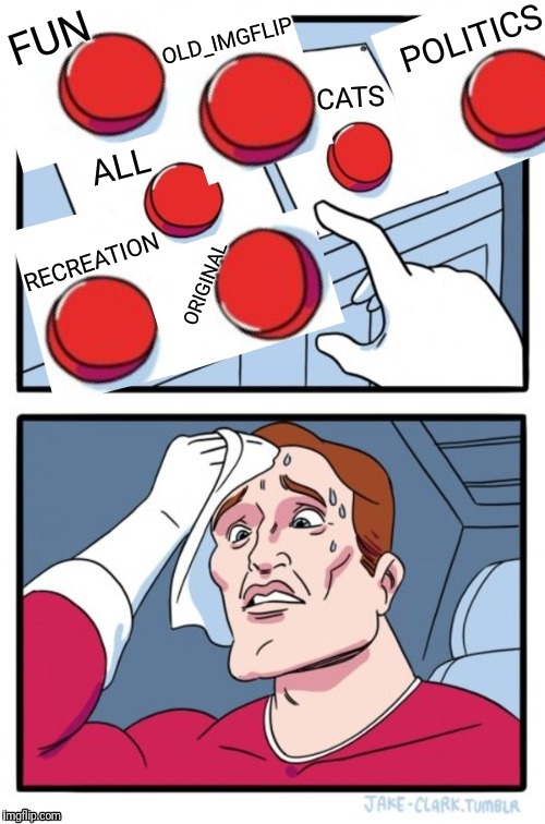 So many streams, so little time | POLITICS; OLD_IMGFLIP; FUN; CATS; ALL; RECREATION; ORIGINAL | image tagged in too many buttons,decisions,streams | made w/ Imgflip meme maker