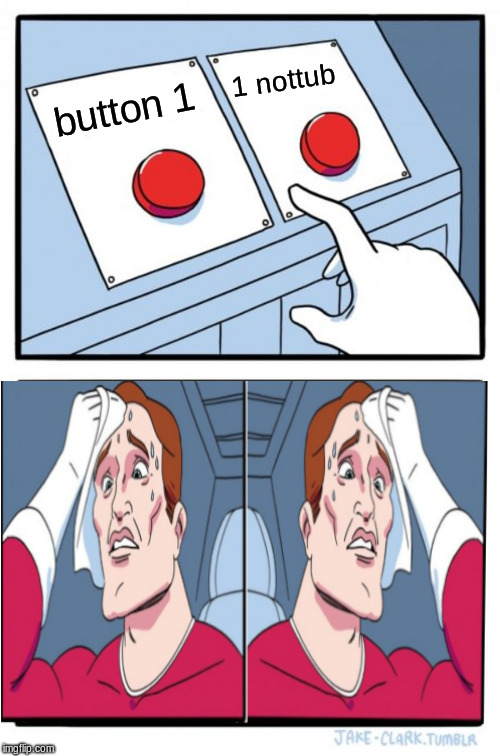 Two Buttons | 1 nottub; button 1 | image tagged in memes,two buttons | made w/ Imgflip meme maker