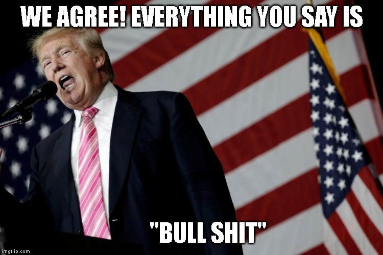 Trump Opens Mouth, Bullshit Comes Out | WE AGREE! EVERYTHING YOU SAY IS; "BULL SHIT" | image tagged in bullshit,close your damn mouth,trump is an asshole | made w/ Imgflip meme maker