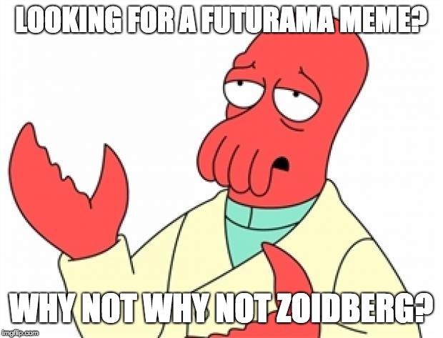 Why not Zoidberg | LOOKING FOR A FUTURAMA MEME? WHY NOT WHY NOT ZOIDBERG? | image tagged in why not zoidberg | made w/ Imgflip meme maker