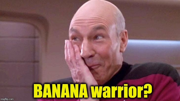 picard grin | BANANA warrior? | image tagged in picard grin | made w/ Imgflip meme maker
