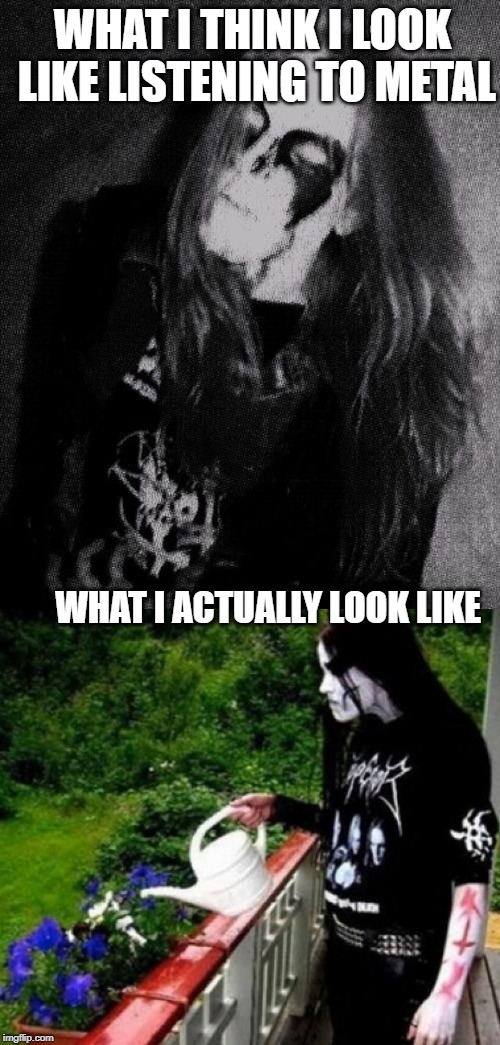 WHAT I THINK I LOOK LIKE LISTENING TO METAL; WHAT I ACTUALLY LOOK LIKE | made w/ Imgflip meme maker