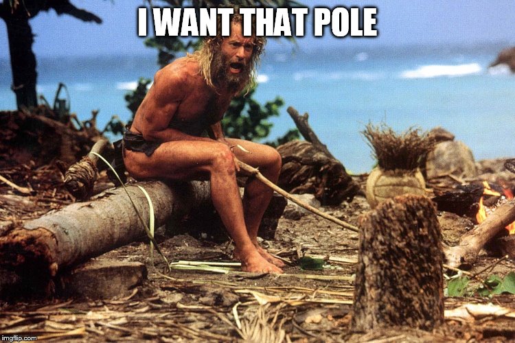 Cast away | I WANT THAT POLE | image tagged in cast away | made w/ Imgflip meme maker