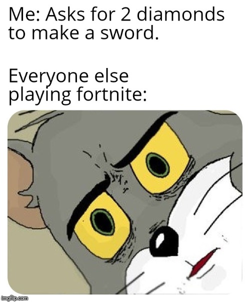 Every damn time | image tagged in fortnite,fortnite meme,unsettled tom,tom and jerry,tom and jerry meme,minecraft | made w/ Imgflip meme maker