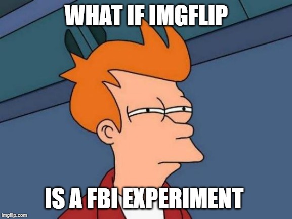 Futurama Fry | WHAT IF IMGFLIP; IS A FBI EXPERIMENT | image tagged in memes,futurama fry | made w/ Imgflip meme maker