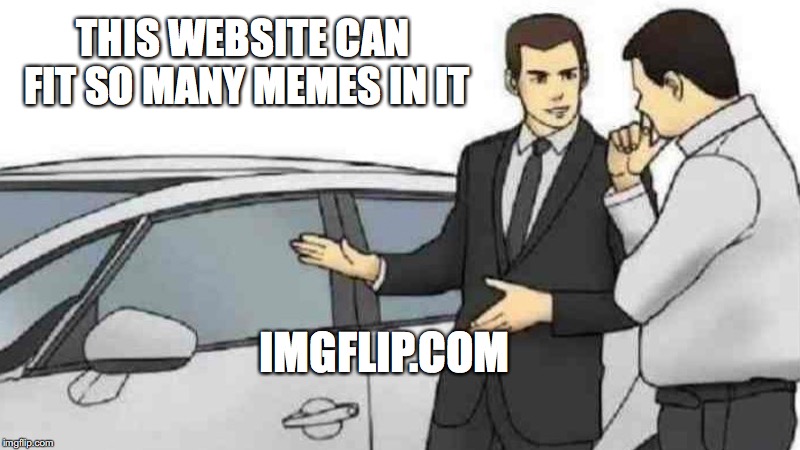 Car Salesman Slaps Roof Of Car | THIS WEBSITE CAN FIT SO MANY MEMES IN IT; IMGFLIP.COM | image tagged in memes,car salesman slaps roof of car | made w/ Imgflip meme maker