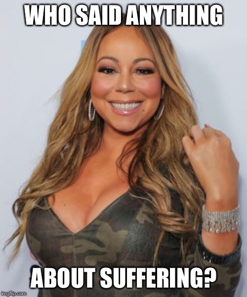 Mariah Carey | WHO SAID ANYTHING ABOUT SUFFERING? | image tagged in mariah carey | made w/ Imgflip meme maker