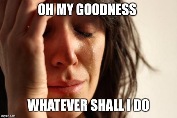 First World Problems Meme | OH MY GOODNESS WHATEVER SHALL I DO | image tagged in memes,first world problems | made w/ Imgflip meme maker