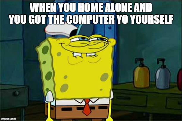 Don't You Squidward Meme | WHEN YOU HOME ALONE AND YOU GOT THE COMPUTER YO YOURSELF | image tagged in memes,dont you squidward | made w/ Imgflip meme maker