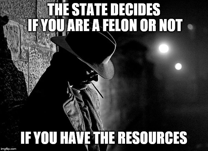 THE STATE DECIDES IF YOU ARE A FELON OR NOT IF YOU HAVE THE RESOURCES | made w/ Imgflip meme maker