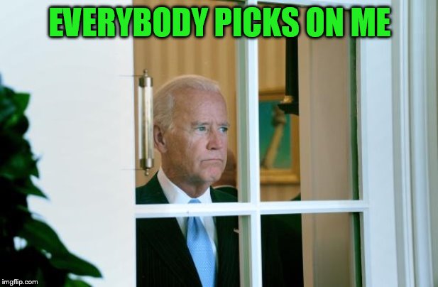 Sad Joe Biden | EVERYBODY PICKS ON ME | image tagged in sad joe biden | made w/ Imgflip meme maker