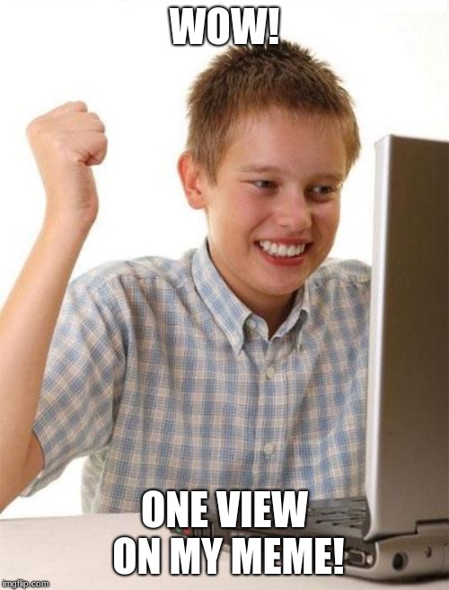 First Day On The Internet Kid | WOW! ONE VIEW ON MY MEME! | image tagged in memes,first day on the internet kid | made w/ Imgflip meme maker