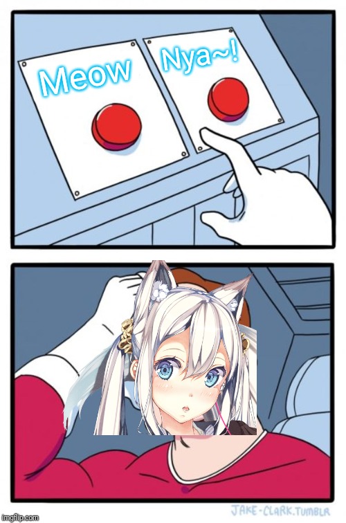 Two Buttons | Nya~! Meow | image tagged in memes,two buttons | made w/ Imgflip meme maker