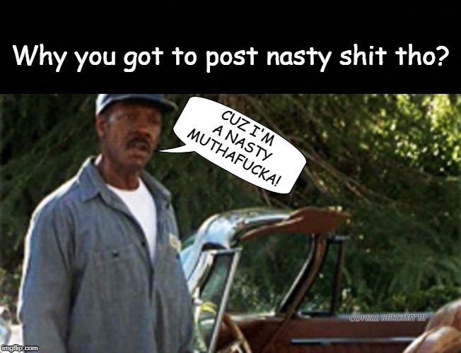 Why you got to post nasty shit tho? CUZ I'M A NASTY MUTHAFUCKA! | image tagged in life cuz ima nasty muthafucka | made w/ Imgflip meme maker