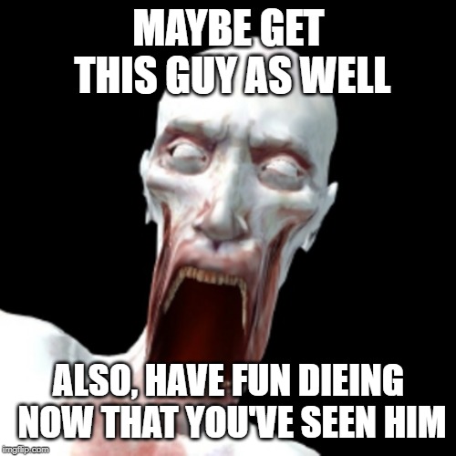 MAYBE GET THIS GUY AS WELL ALSO, HAVE FUN DIEING NOW THAT YOU'VE SEEN HIM | made w/ Imgflip meme maker
