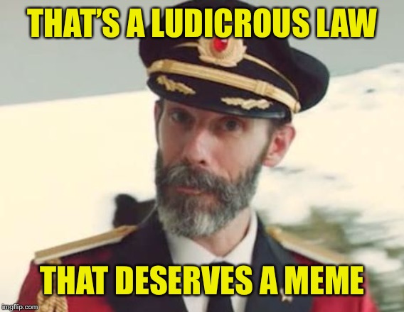 Captain Obvious | THAT’S A LUDICROUS LAW THAT DESERVES A MEME | image tagged in captain obvious | made w/ Imgflip meme maker