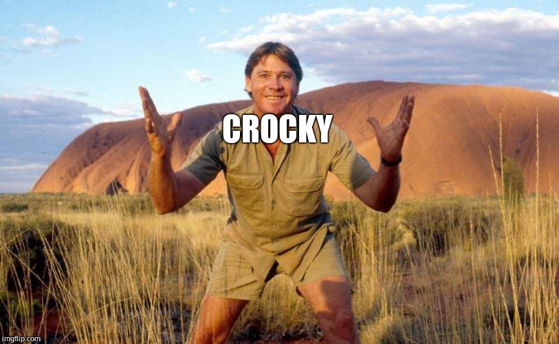 Steve Irwin Crocodile Hunter  | CROCKY | image tagged in steve irwin crocodile hunter | made w/ Imgflip meme maker