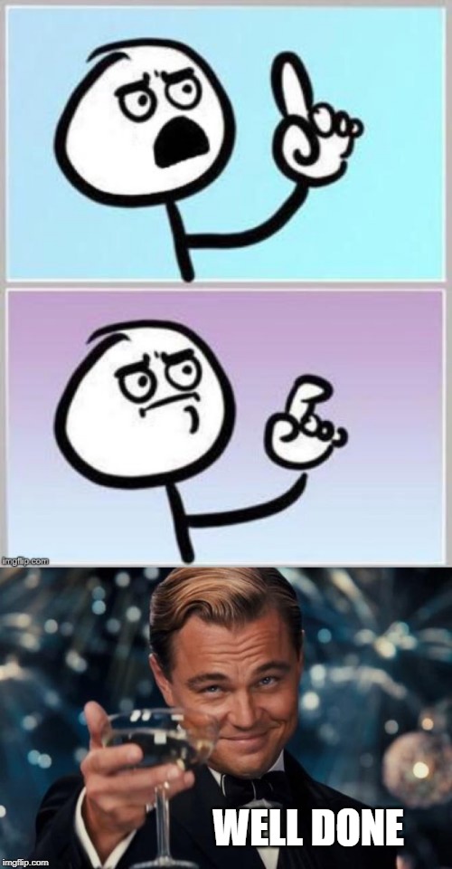 WELL DONE | image tagged in memes,leonardo dicaprio cheers,umm | made w/ Imgflip meme maker
