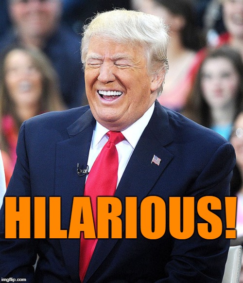 trump laughing | HILARIOUS! | image tagged in trump laughing | made w/ Imgflip meme maker