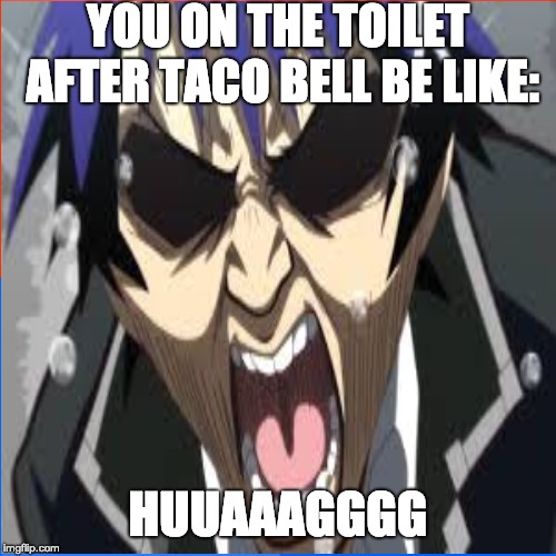 the toilet afterward | YOU ON THE TOILET AFTER TACO BELL BE LIKE:; HUUAAAGGGG | image tagged in taco bell | made w/ Imgflip meme maker