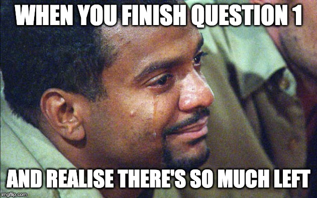 When You Finish Meme | WHEN YOU FINISH QUESTION 1; AND REALISE THERE'S SO MUCH LEFT | image tagged in memes | made w/ Imgflip meme maker