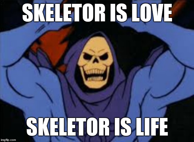 SKELETOR IS LOVE; SKELETOR IS LIFE | image tagged in skeletor is love skeletor is life | made w/ Imgflip meme maker
