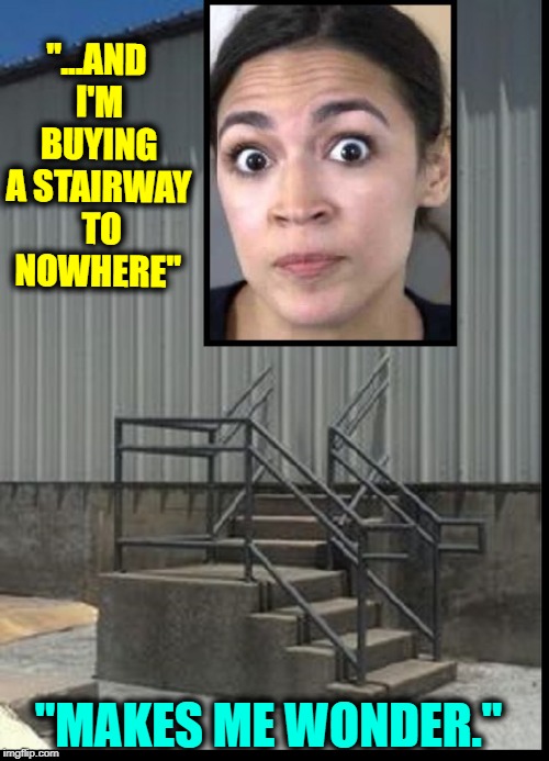 Makes Me Wonder, too... Like Who Elected this Creature? | "...AND I'M BUYING A STAIRWAY  TO NOWHERE" "MAKES ME WONDER." | image tagged in vince vance,stairway to heaven,led zeppelin | made w/ Imgflip meme maker