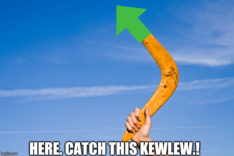 boomerang | HERE. CATCH THIS KEWLEW.! | image tagged in boomerang | made w/ Imgflip meme maker