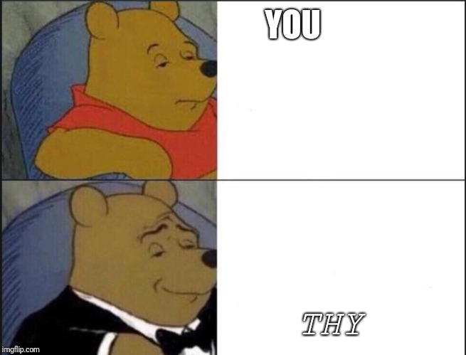 Tuxedo Winnie The Pooh Meme | YOU; THY | image tagged in winnie the pooh template | made w/ Imgflip meme maker