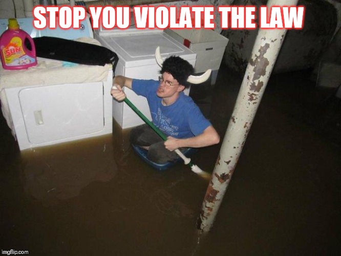 Laundry Viking Meme | STOP YOU VIOLATE THE LAW | image tagged in memes,laundry viking | made w/ Imgflip meme maker