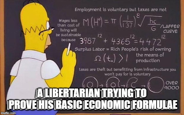 A LIBERTARIAN TRYING TO PROVE HIS BASIC ECONOMIC FORMULAE | image tagged in libertarian | made w/ Imgflip meme maker