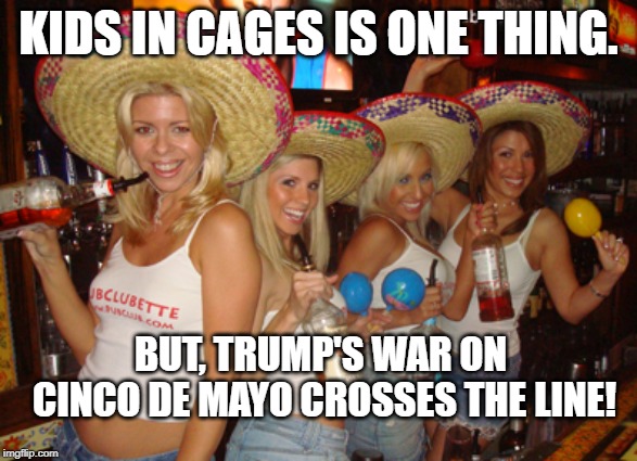 Cinco De Mayo | KIDS IN CAGES IS ONE THING. BUT, TRUMP'S WAR ON CINCO DE MAYO CROSSES THE LINE! | image tagged in political meme | made w/ Imgflip meme maker