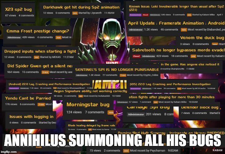 MCOC MEME | ANNIHILUS SUMMONING ALL HIS BUGS | image tagged in mcoc | made w/ Imgflip meme maker