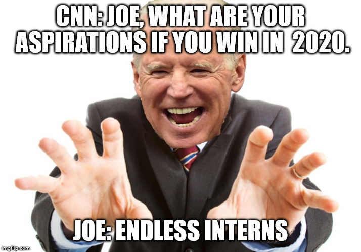 Joe Biden | CNN: JOE, WHAT ARE YOUR ASPIRATIONS IF YOU WIN IN  2020. JOE: ENDLESS INTERNS | image tagged in joe biden | made w/ Imgflip meme maker