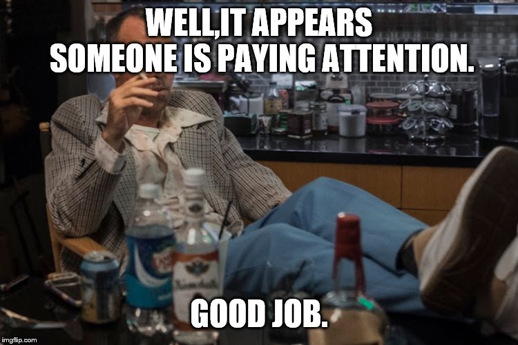 WELL,IT APPEARS SOMEONE IS PAYING ATTENTION. GOOD JOB. | made w/ Imgflip meme maker