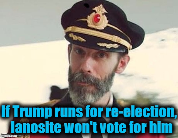 Captain Obvious | If Trump runs for re-election,  Ianosite won't vote for him | image tagged in captain obvious | made w/ Imgflip meme maker