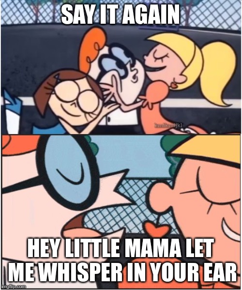 Dexters Lab | SAY IT AGAIN; HEY LITTLE MAMA LET ME WHISPER IN YOUR EAR | image tagged in dexters lab | made w/ Imgflip meme maker