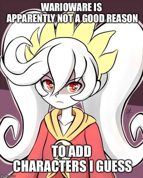 Angery Ashley | WARIOWARE IS APPARENTLY NOT A GOOD REASON TO ADD CHARACTERS I GUESS | image tagged in angery ashley | made w/ Imgflip meme maker