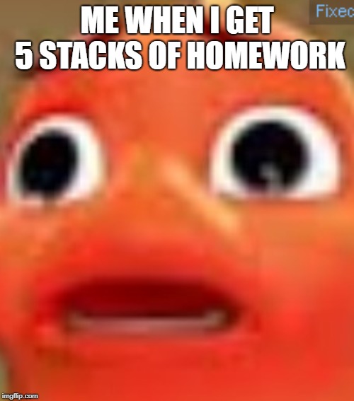 ME WHEN I GET 5 STACKS OF HOMEWORK | image tagged in surprised | made w/ Imgflip meme maker
