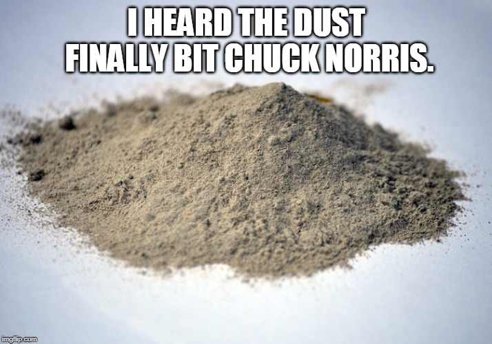 pile of dust | I HEARD THE DUST FINALLY BIT CHUCK NORRIS. | image tagged in pile of dust | made w/ Imgflip meme maker
