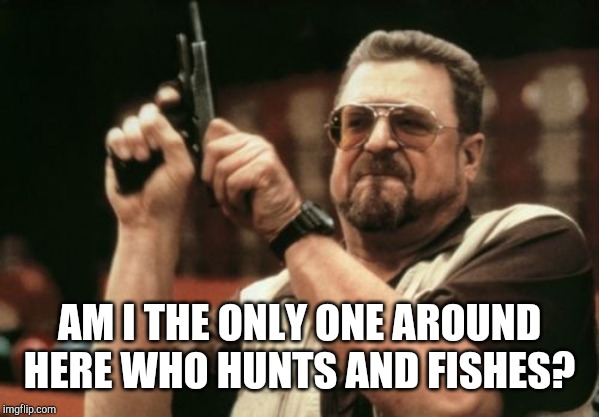 Am I The Only One Around Here Meme | AM I THE ONLY ONE AROUND HERE WHO HUNTS AND FISHES? | image tagged in memes,am i the only one around here | made w/ Imgflip meme maker