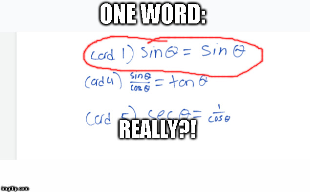 ONE WORD:; REALLY?! | image tagged in math,teaching | made w/ Imgflip meme maker