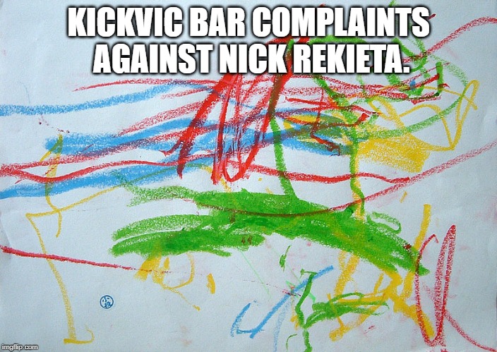 Rekieta bar complaints. | KICKVIC BAR COMPLAINTS AGAINST NICK REKIETA. | image tagged in nick rekieta,animegate,weebwars,false complaints | made w/ Imgflip meme maker