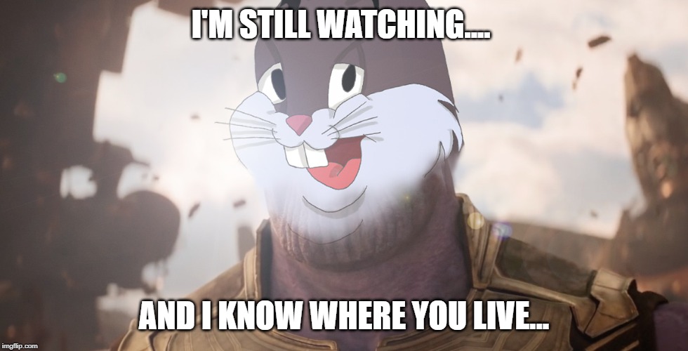 Thungus OG M3M3 | I'M STILL WATCHING.... AND I KNOW WHERE YOU LIVE... | image tagged in thungus og m3m3 | made w/ Imgflip meme maker