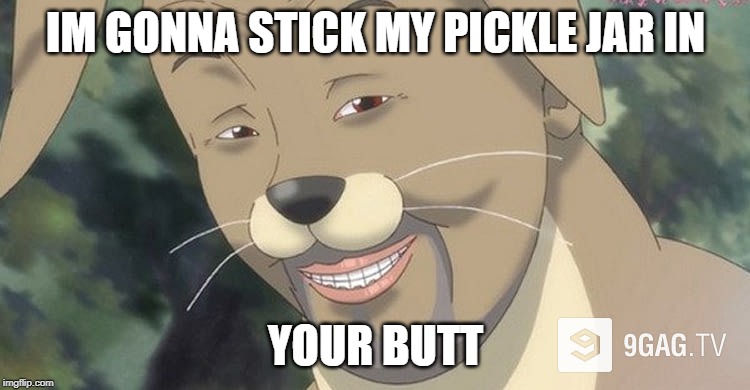 Weird anime hentai furry | IM GONNA STICK MY PICKLE JAR IN; YOUR BUTT | image tagged in weird anime hentai furry | made w/ Imgflip meme maker