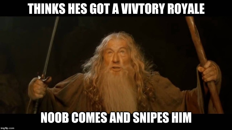 Gandalf - you shall not pass | THINKS HES GOT A VIVTORY ROYALE; NOOB COMES AND SNIPES HIM | image tagged in gandalf - you shall not pass | made w/ Imgflip meme maker